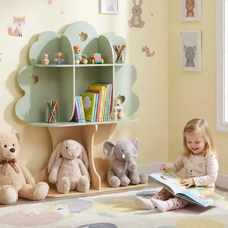 Étagère enfant en forme d'arbre avec étagères ouvertes pour coin lecture, chambre de bébé, salle de classe