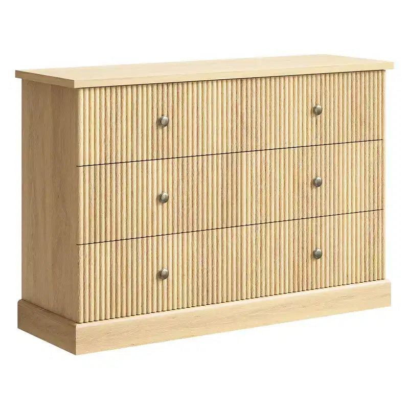 Commode de chambre 6 tiroirs, commode de rangement de 119 cm de large, autoportante