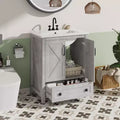 24/30 Modern Bathroom Vanity with Ceramic Sink - Freestanding Cabinet with 2 Doors & 1 Storage Drawer for Small Bathroom Storage