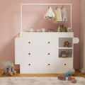 Modern Table Dresser,Baby Dressing Table with 3 extra deep Drawers and Storage Shelves and Hangers