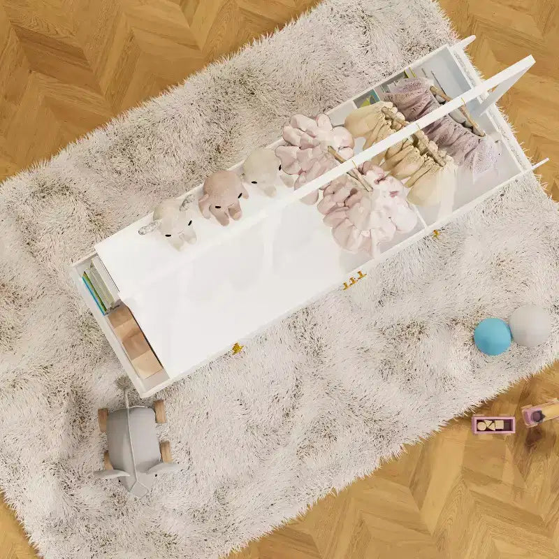 Commode à langer moderne, Table à langer pour bébé avec 3 tiroirs extra profonds, étagères de rangement et cintres