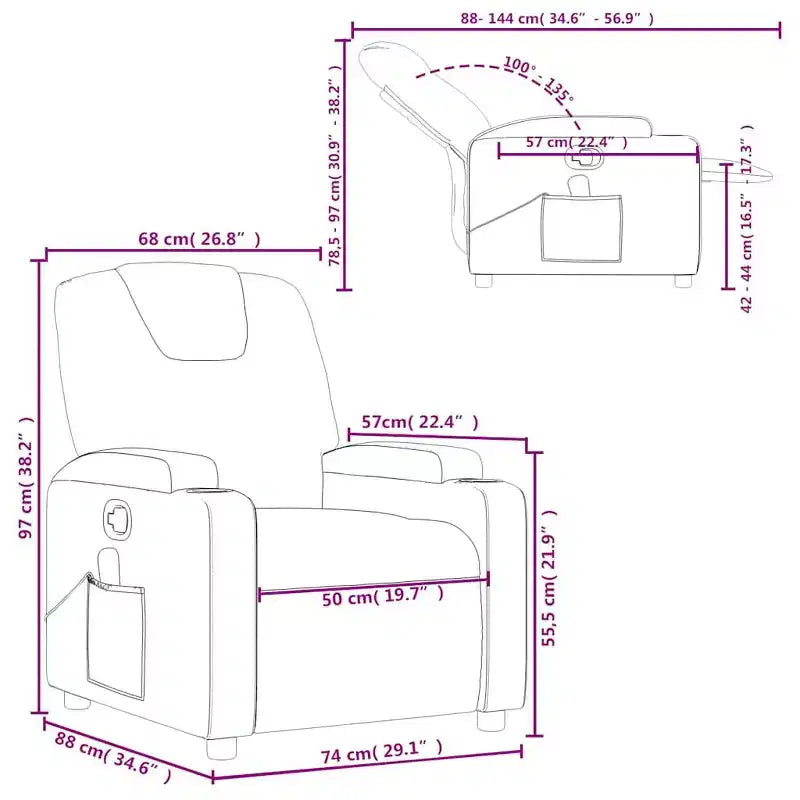 Fauteuil inclinable 100 % polyester, métal, contreplaqué, individuel