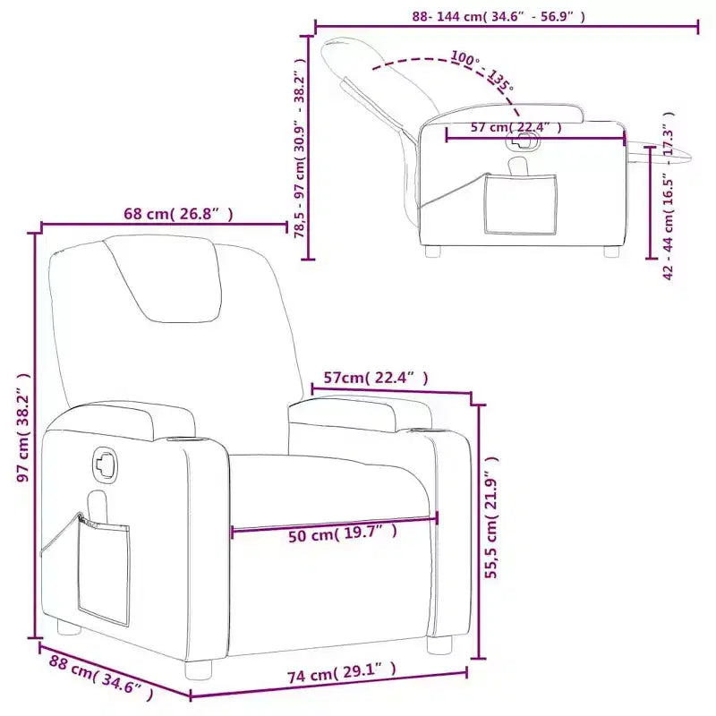 Fauteuil inclinable 100 % polyester, métal, contreplaqué, individuel