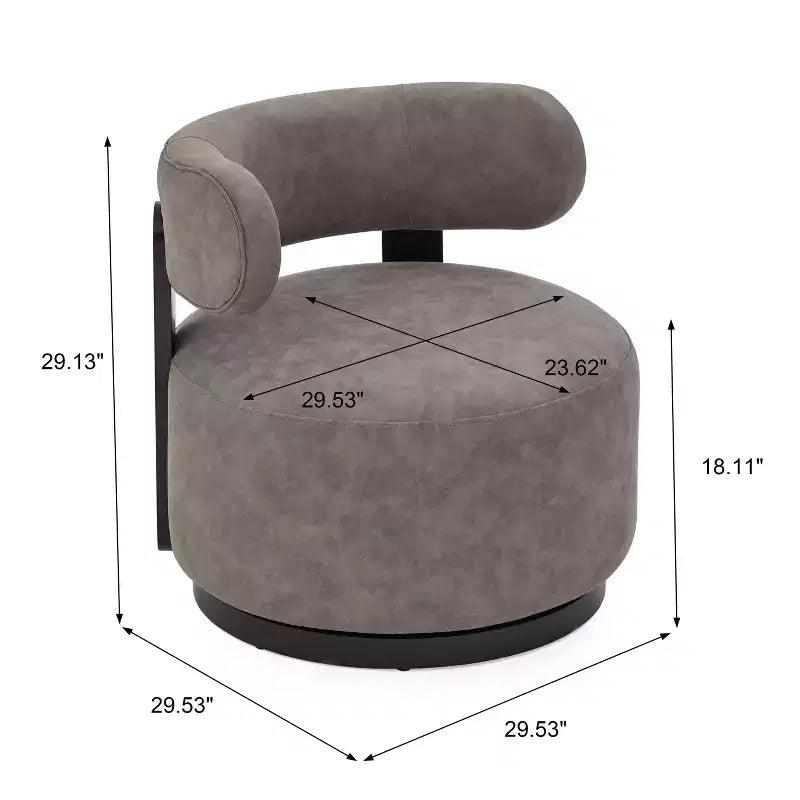 Fauteuil pivotant de club en bois d'hévéa et similicuir
