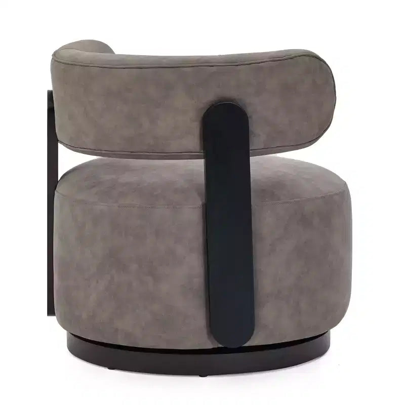 Fauteuil pivotant de club en bois d'hévéa et similicuir