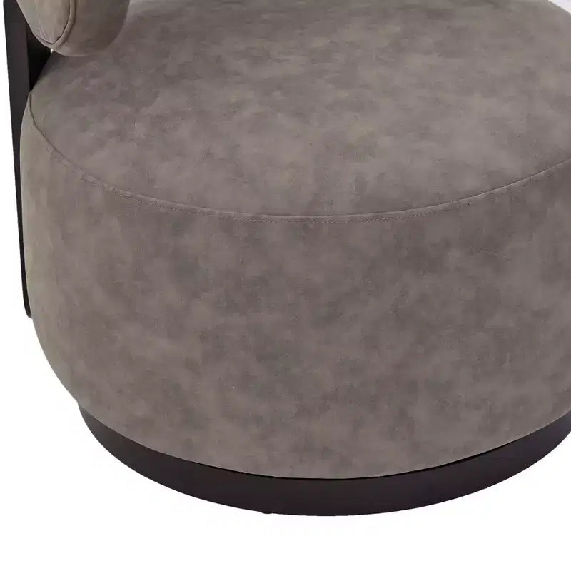 Fauteuil pivotant de club en bois d'hévéa et similicuir