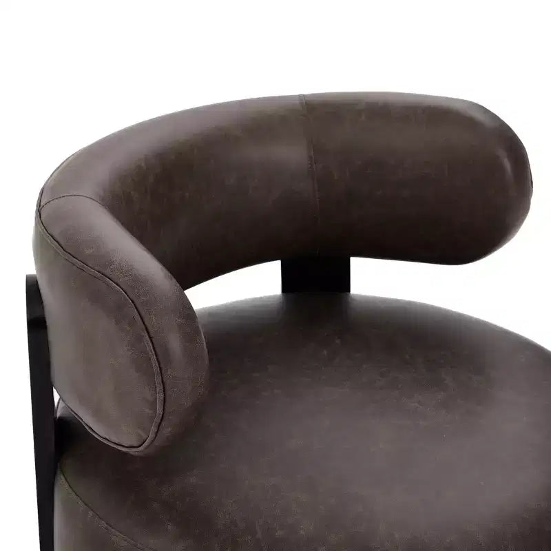 Fauteuil pivotant de club en bois d'hévéa et similicuir