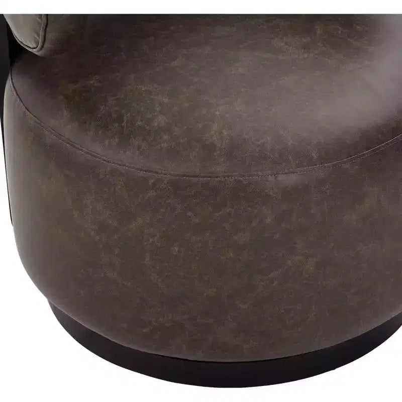 Fauteuil pivotant de club en bois d'hévéa et similicuir