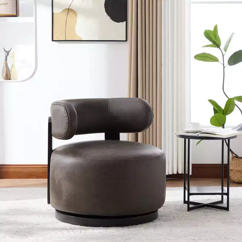 Christopher Knight Home Emile Rubber Wood Faux Leather Upholstered Swivel Club Chair
