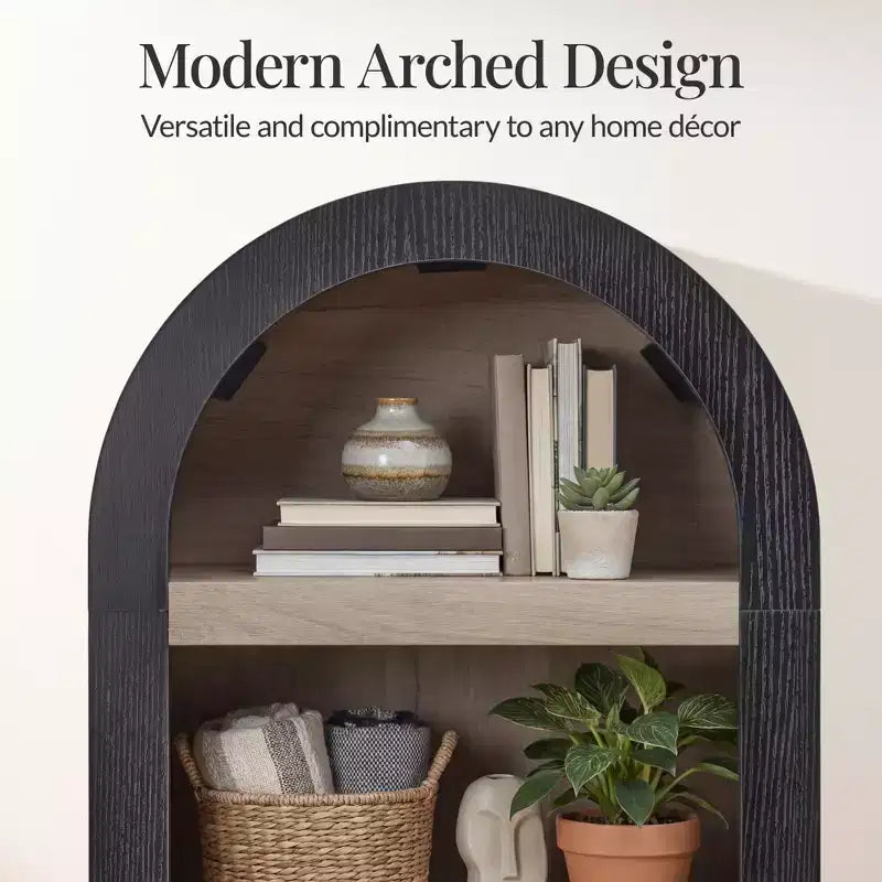 Étagère de rangement étroite et haute avec tablettes réglables, bibliothèque moderne à arceaux à 4 niveaux