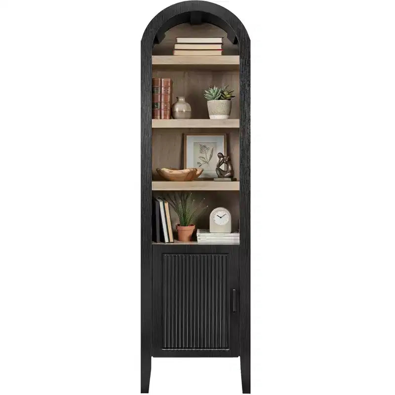 Étagère de rangement étroite et haute avec tablettes réglables, bibliothèque moderne à arceaux à 4 niveaux