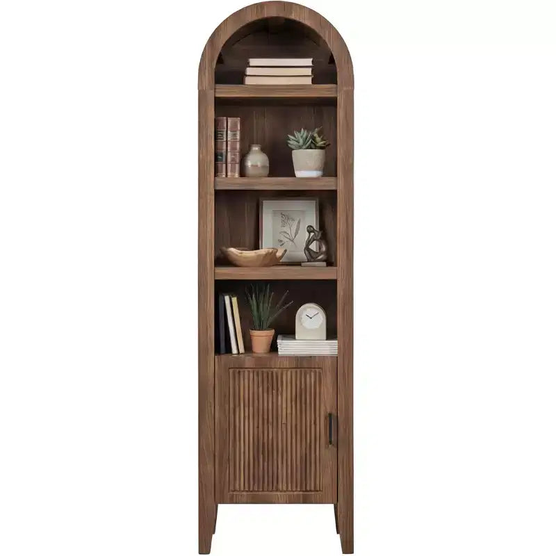 Best Choice Products 72 Tall Narrow Storage Cabinet w/ Adjustable Shelves, 4-Tier Modern Arched Bookcase