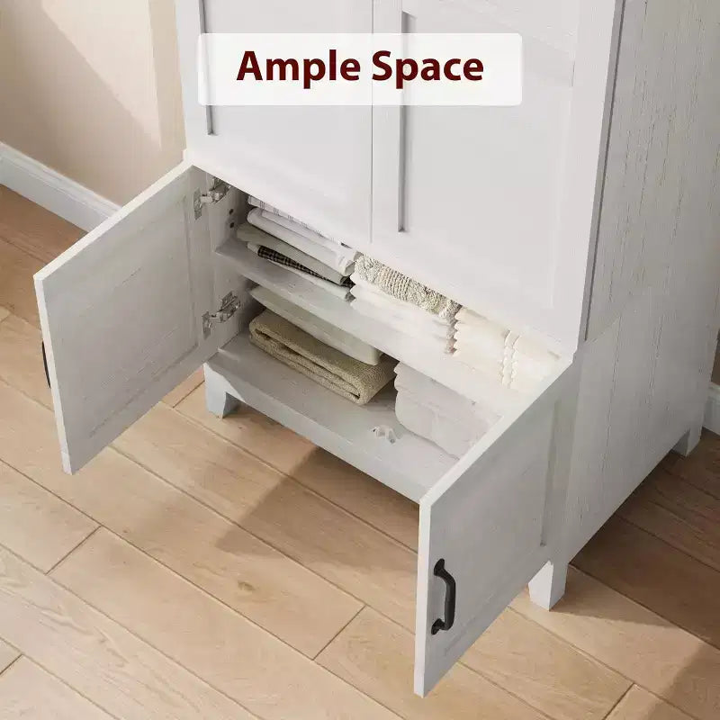 Armoire de 183 cm de haut en bois avec 4 portes, tringle de suspension et étagères réglables, Armoire de rangement autonome pour chambre à coucher