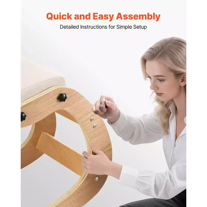 Chaise ergonomique à genoux, chaise à genoux en bois avec coussins en mousse épais réglables et cadre en bois massif, hauteur réglable, beige