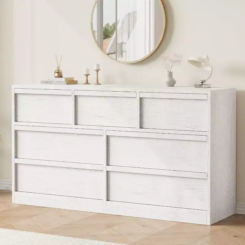 7/8 Drawer Dresser, Wide Wooden Chest of Drawers, Large Storage Organizer for Bedroom, Living Room, Nursery & Entryway