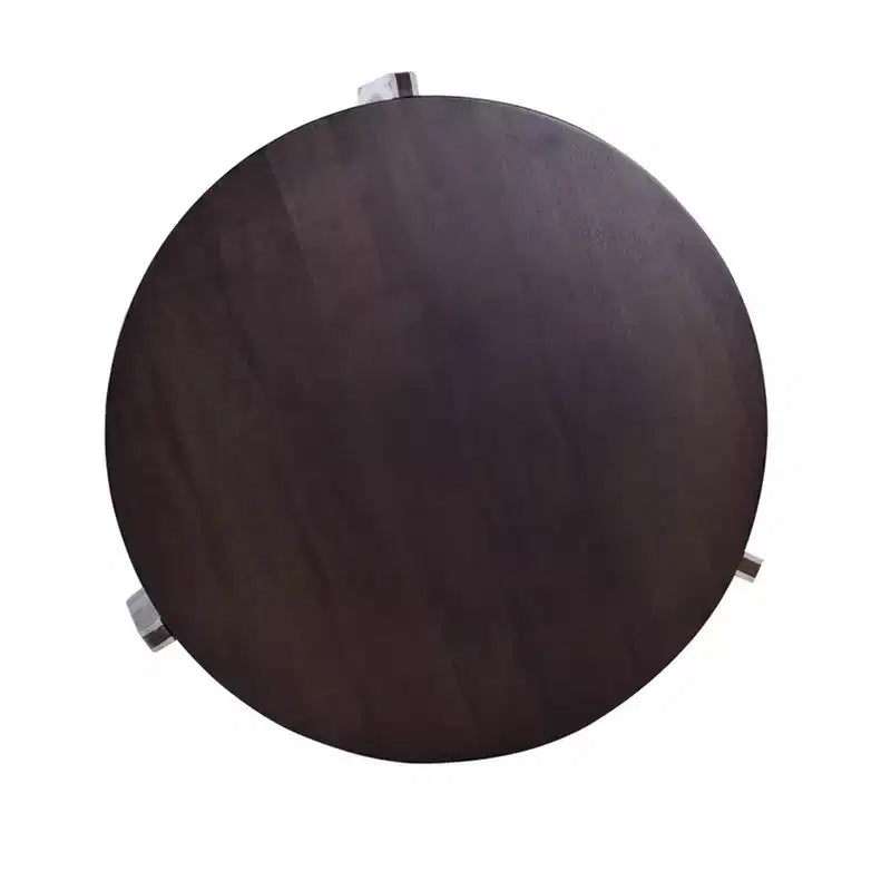 Table basse ronde moderne avec pieds en pierre frittée et table d'appoint assortie, noir