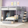 Luxystar Modern Full Over Twin Bunk Bed with Wardrobe and 5 Drawers