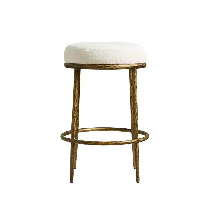 Lot de 2 tabourets de bar hauteur comptoir, tabourets de comptoir modernes rembourrés avec pieds en fer bronze martelé, chaises d'îlot en tissu bouclé pour salle à manger et bar