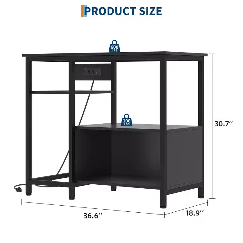 Meuble de support pour aquarium avec placard - Support d'aquarium de 150-190 litres avec prises de courant, construction robuste en métal et bois, étagères de rangement ouvertes