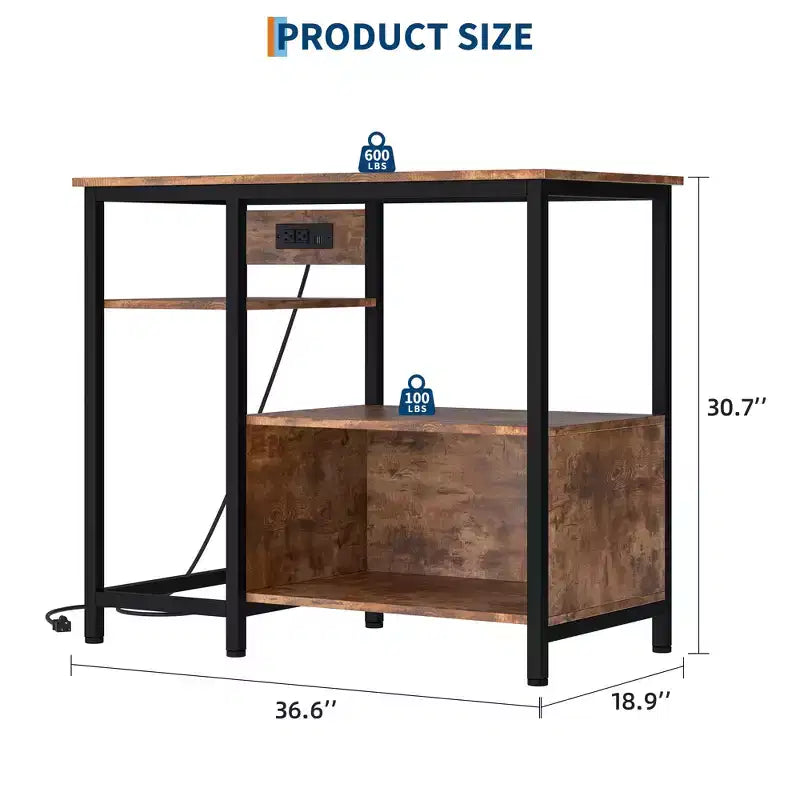 Meuble de support pour aquarium avec placard - Support d'aquarium de 150-190 litres avec prises de courant, construction robuste en métal et bois, étagères de rangement ouvertes