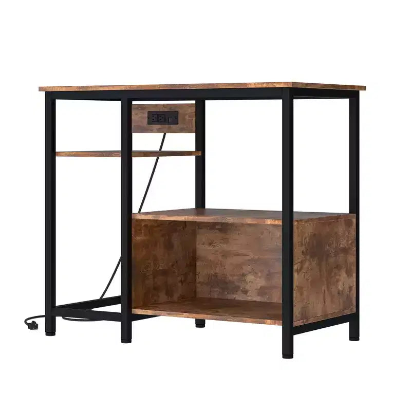 Garvee Fish Tank Stand with Cabinet - 40-50 Gallon Aquarium Stand with Power Outlets, Heavy Duty Metal and Wood Construction, Open Storage Shelves
