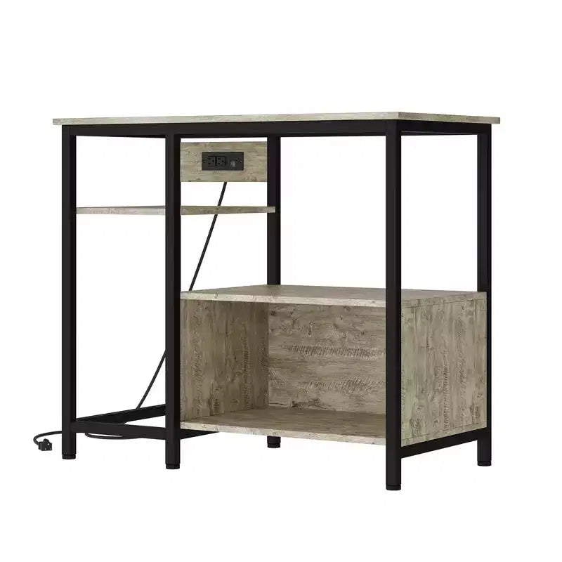 Meuble de support pour aquarium avec placard - Support d'aquarium de 150-190 litres avec prises de courant, construction robuste en métal et bois, étagères de rangement ouvertes