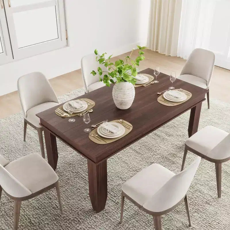Table de salle à manger de ferme de 63 pouces pour 4 à 6 personnes, table de cuisine rectangulaire en bois avec cadre en bois robuste, grande table à manger pour salle à manger et appartement