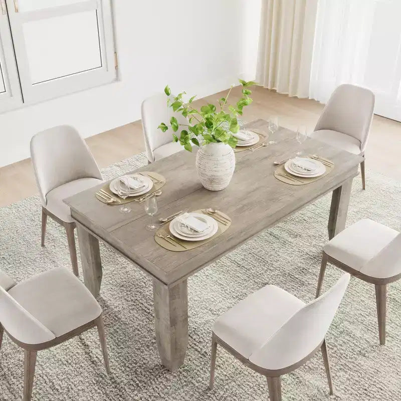 Table de salle à manger de ferme de 63 pouces pour 4 à 6 personnes, table de cuisine rectangulaire en bois avec cadre en bois robuste, grande table à manger pour salle à manger et appartement