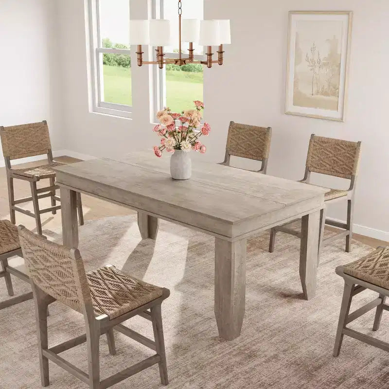 Table de salle à manger de ferme de 63 pouces pour 4 à 6 personnes, table de cuisine rectangulaire en bois avec cadre en bois robuste, grande table à manger pour salle à manger et appartement