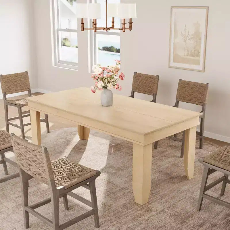 Table de salle à manger de ferme de 63 pouces pour 4 à 6 personnes, table de cuisine rectangulaire en bois avec cadre en bois robuste, grande table à manger pour salle à manger et appartement