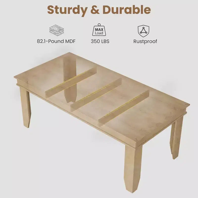 Table de salle à manger de ferme de 63 pouces pour 4 à 6 personnes, table de cuisine rectangulaire en bois avec cadre en bois robuste, grande table à manger pour salle à manger et appartement