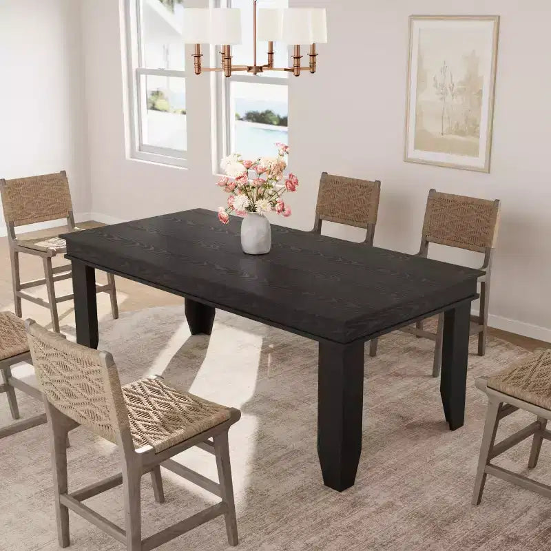 Table de salle à manger de ferme de 63 pouces pour 4 à 6 personnes, table de cuisine rectangulaire en bois avec cadre en bois robuste, grande table à manger pour salle à manger et appartement