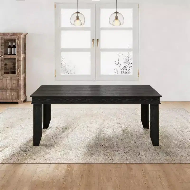 63 Farmhouse Dining Table for 4-6 People, Rectangular Wood Kitchen Table with Sturdy Wooden Frame, Large Dinner Table for Dining Room and Apartment