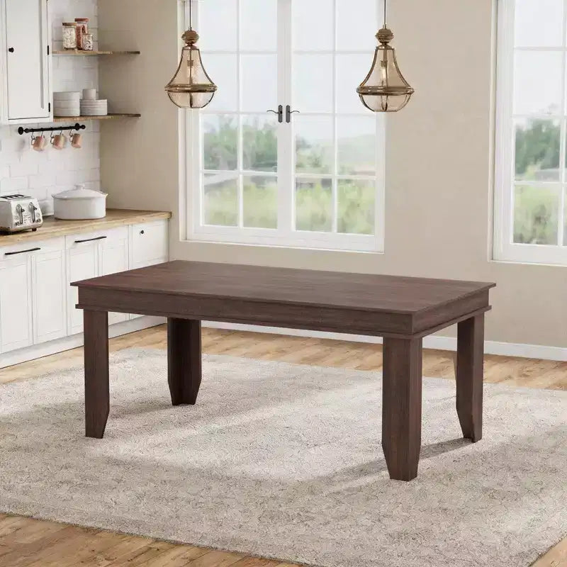 Table de salle à manger de ferme de 63 pouces pour 4 à 6 personnes, table de cuisine rectangulaire en bois avec cadre en bois robuste, grande table à manger pour salle à manger et appartement