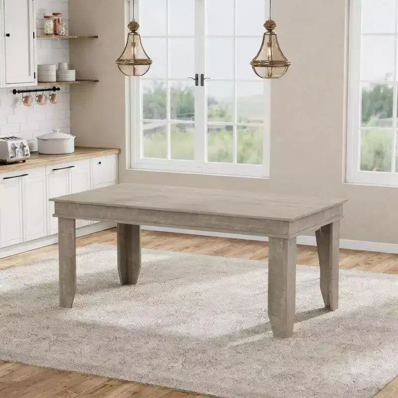 Table de salle à manger de ferme de 63 pouces pour 4 à 6 personnes, table de cuisine rectangulaire en bois avec cadre en bois robuste, grande table à manger pour salle à manger et appartement