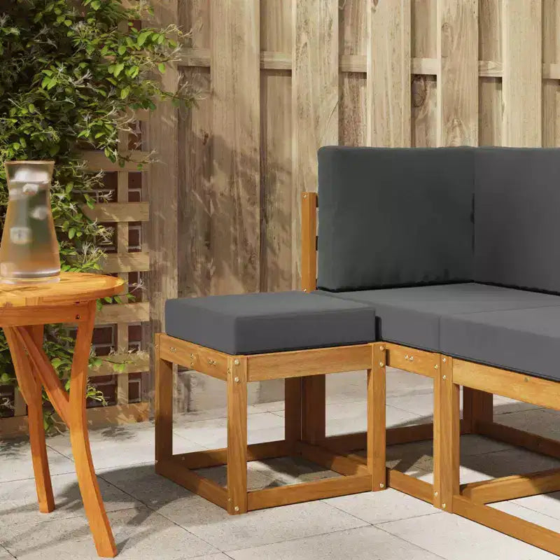 Banc tabouret Naturel et Anthracite 43 x 43 x 37 cm
