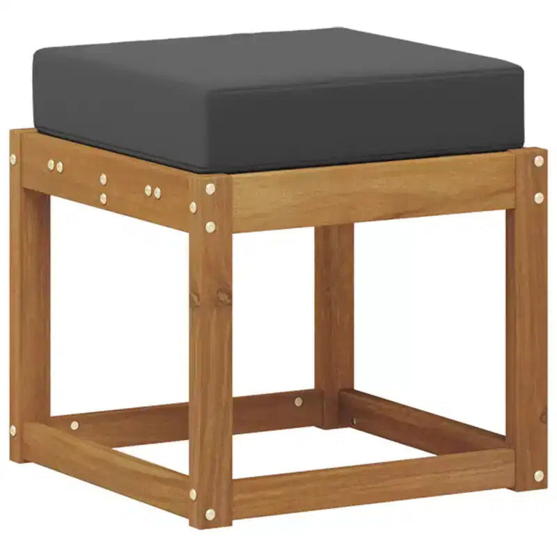 Banc tabouret Naturel et Anthracite 43 x 43 x 37 cm