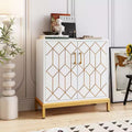 Bahut de buffet, meuble de rangement moderne avec portes et étagères, 30.9W14.3D33.3H, blanc/doré pour cuisine/bureau/salle à manger/salon