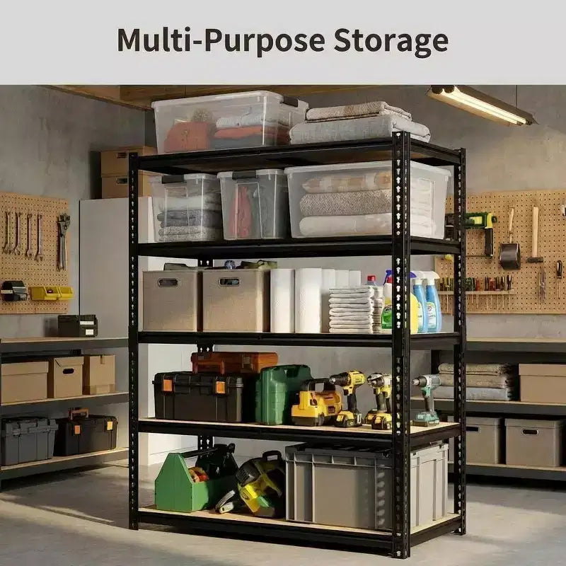 Étagère de garage robuste à 5 niveaux de 48 pouces de large, unité de rangement réglable en acier au carbone de 72 h x 48 l x 24 p, capacité de 3000 lb