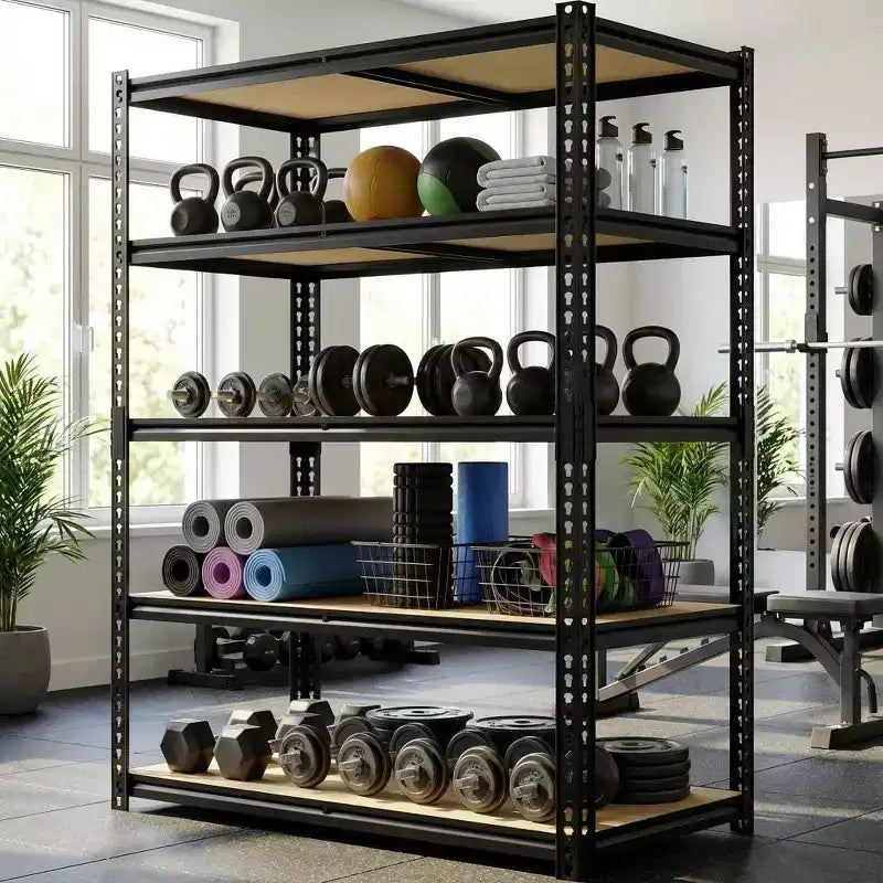 Étagère de garage robuste à 5 niveaux de 48 pouces de large, unité de rangement réglable en acier au carbone de 72 h x 48 l x 24 p, capacité de 3000 lb