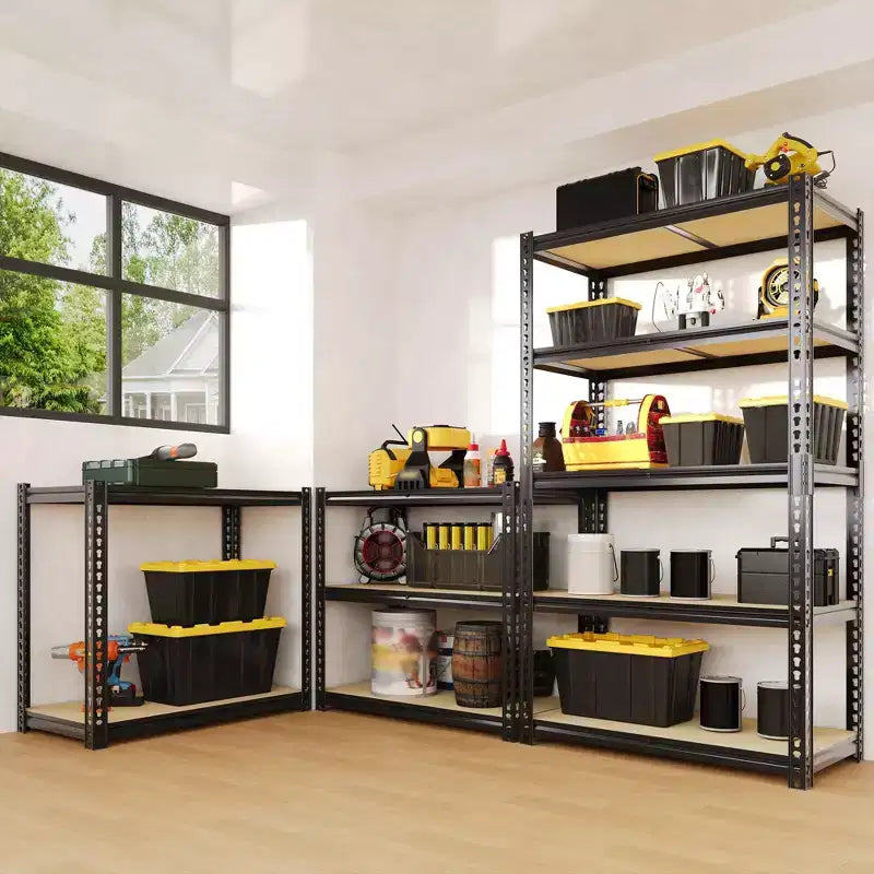 Étagère de garage robuste à 5 niveaux de 48 pouces de large, unité de rangement réglable en acier au carbone de 72 h x 48 l x 24 p, capacité de 3000 lb