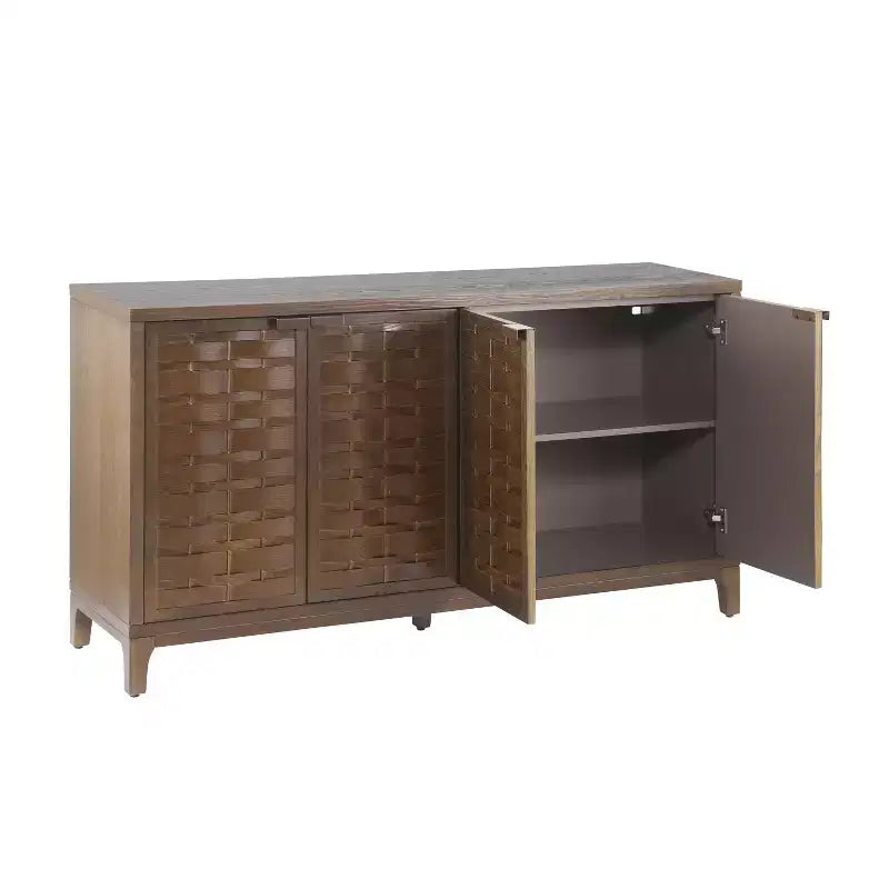 Christopher Knight Home Gree Buffet 4 portes tissé 3D de 150 cm de style milieu de siècle