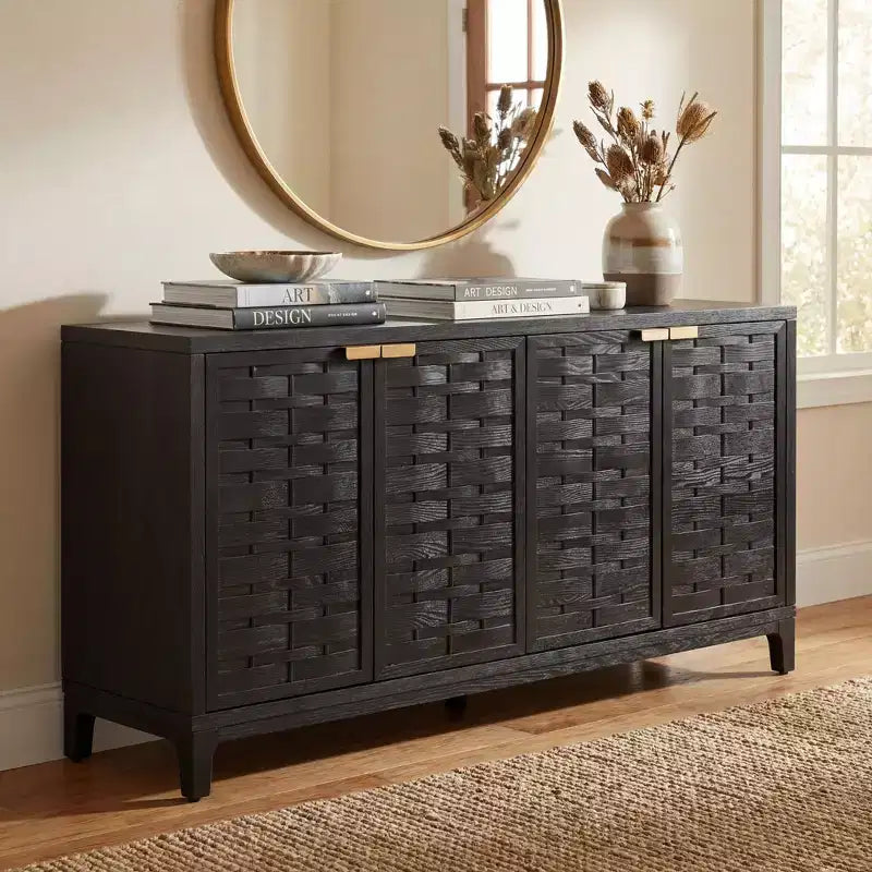 Christopher Knight Home Gree 59'' Mid-Century Modern 3D Woven 4-Door Sideboard Cabinet