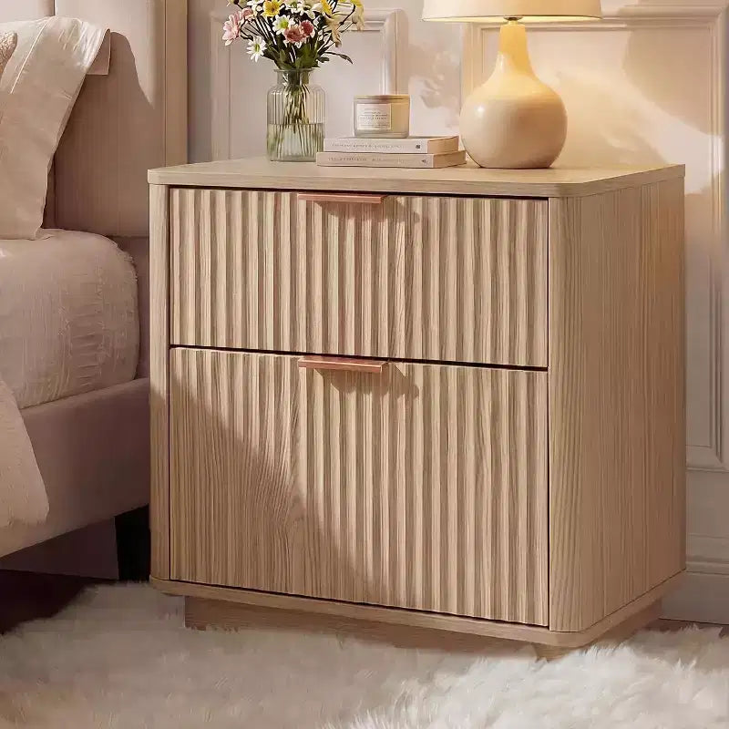 Fluted Nightstand, Mid Century Nightstand, Modern End Table, Curved Profile, for Bedroom, Living Room