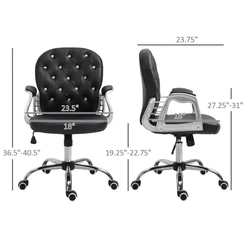 Chaise de bureau en velours, chaise de bureau capitonnée avec accoudoirs rembourrés, hauteur réglable et roulettes pivotantes