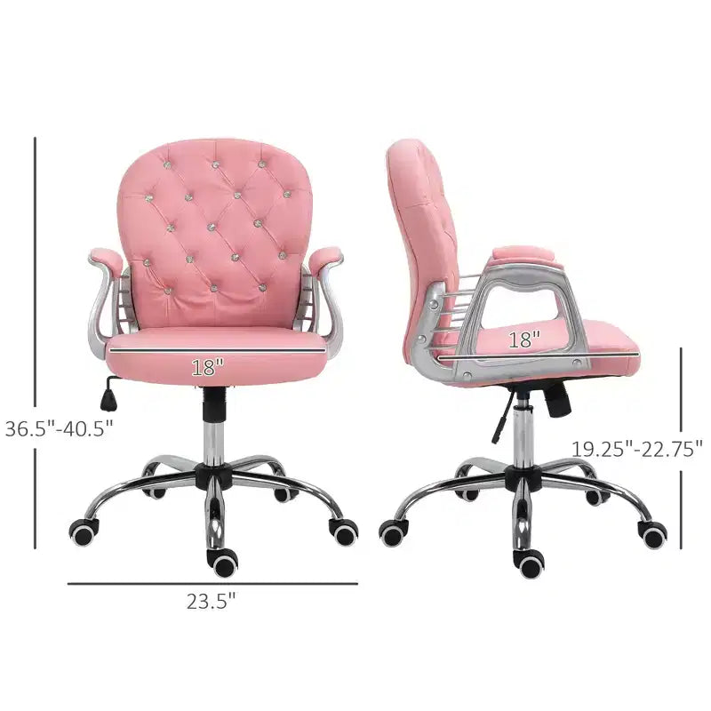 Chaise de bureau en velours, chaise de bureau capitonnée avec accoudoirs rembourrés, hauteur réglable et roulettes pivotantes