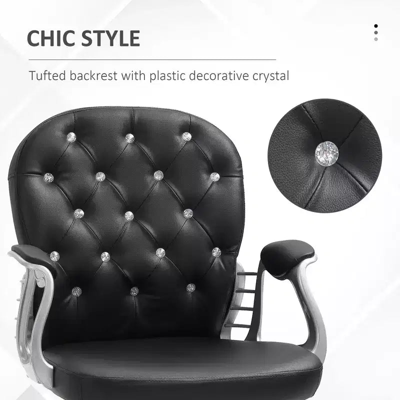 Chaise de bureau en velours, chaise de bureau capitonnée avec accoudoirs rembourrés, hauteur réglable et roulettes pivotantes