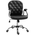 Velvet Home Office Chair, Button Tufted Desk Chair with Padded Armrests, Adjustable Height and Swivel Wheels