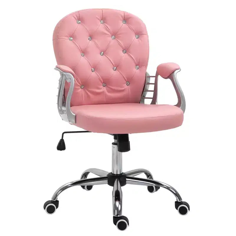 Chaise de bureau en velours, chaise de bureau capitonnée avec accoudoirs rembourrés, hauteur réglable et roulettes pivotantes