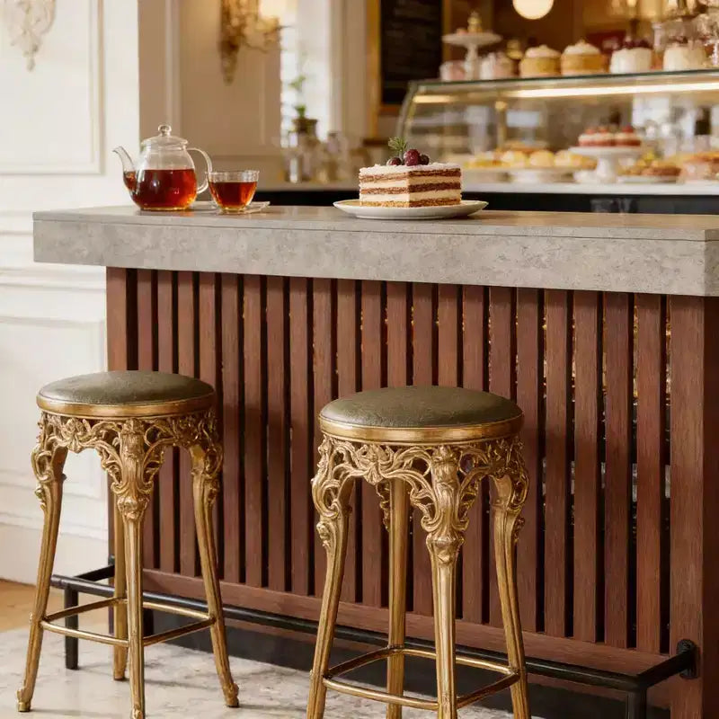 Table de bar moderne en métal et bois avec rangement à 2 niveaux et patins réglables